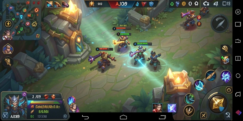 Screenshot AJO89 menampilkan pertempuran intens di arena MOBA.