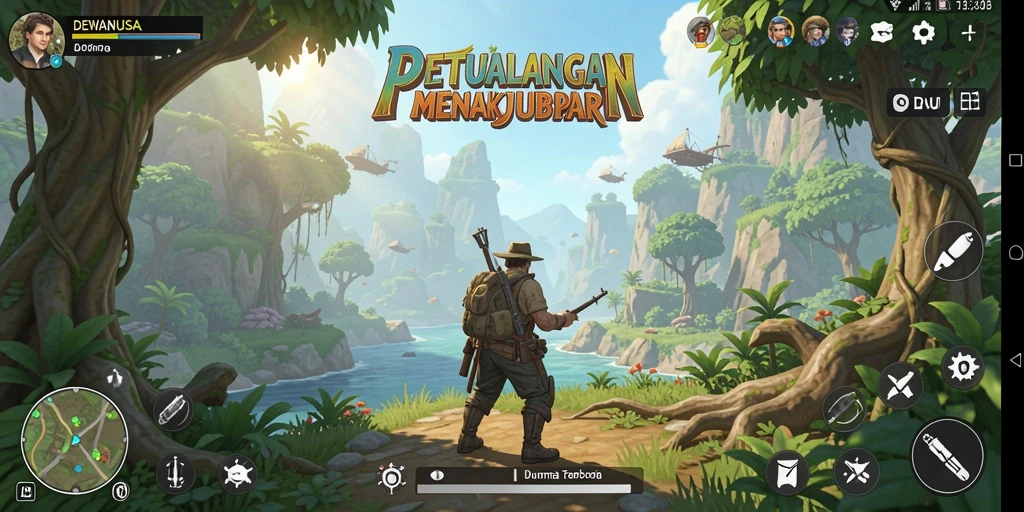 Tampilan gameplay DEWANUSA yang menampilkan keindahan dunia terbuka.