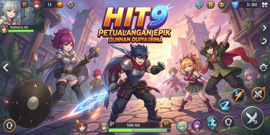 Tampilan gameplay HIT9 dengan karakter anime yang menarik.