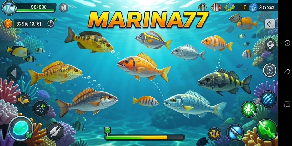 Tampilan gameplay seru dalam game Tembak Ikan MARINA77.