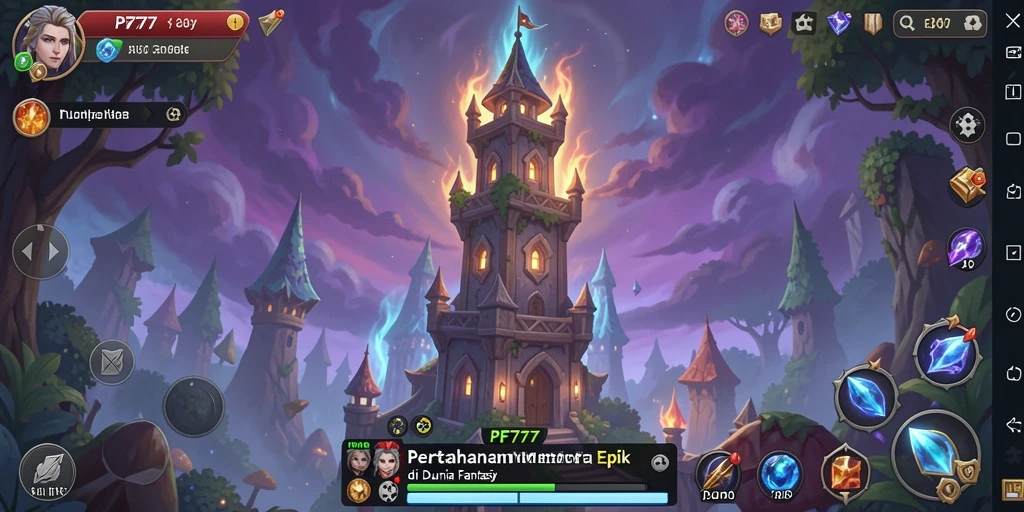 Menampilkan gameplay strategis dalam pertempuran Tower Defense yang mendebarkan.