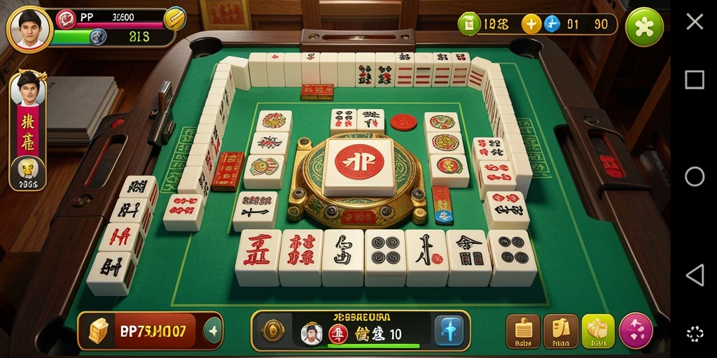 Tampilan gameplay menarik dari PP7SLOT dengan ubin Mahjong berwarna-warni.